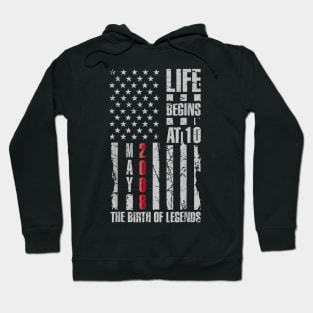 Born In May 2008 12th Birthday Gift Life Begins At 12 Hoodie
